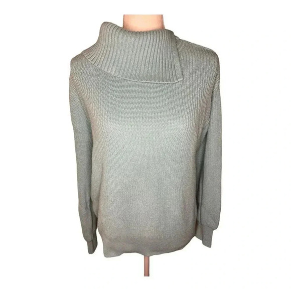 Talbots Women’s Medium‎ Aquamarine Shaker Stitch Split Neck Sweater - Picture 1 of 7